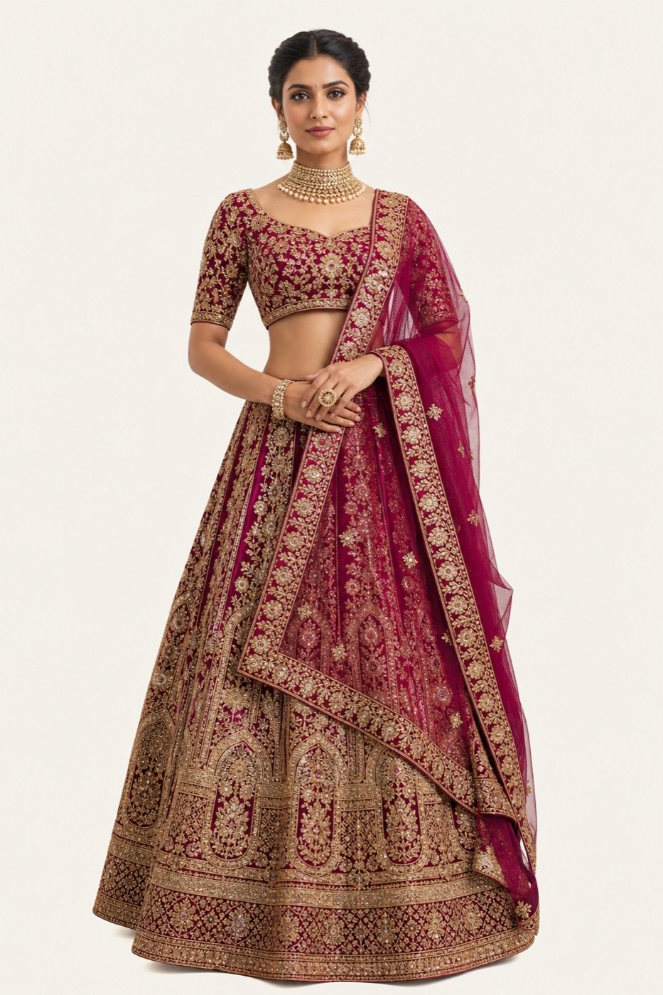 Woman in a House of Vastra embroidered festive lehenga