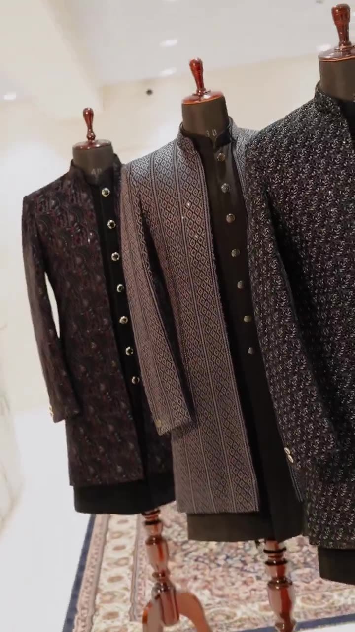Sherwanis styled on the floor of the house