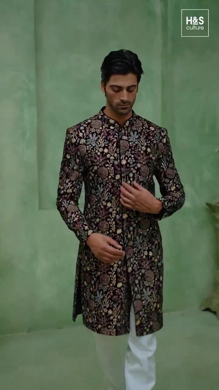 Embroidered festive sherwani look